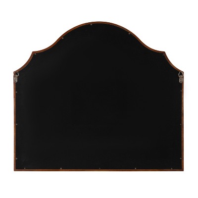 Leanna Walnut Brown Arched Wood Wall Mirror, 32" x 28"