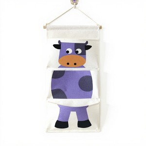 Anna-Kaci Hanging Canvas Storage Organizer with Cartoon Crocodile Design and Three Pockets 25.5x11.8 in - 1 of 3