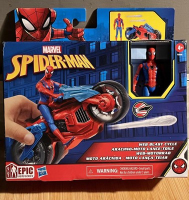458462 Marvel Spiderman BLASTN Go moto and disc to shoot with pitcher