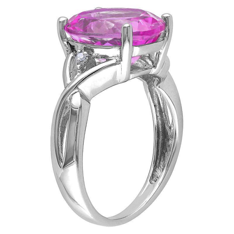 7.49 CT. T.W. Simulated Pink Sapphire and .01 CT. T.W. Diamond 3-Prong Set Ring in Sterling Silver - 5 - Pink, 3 of 5