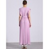 Allegra K Women's Wrap V Neck Sleeeveless Midi Pleated Dress - 3 of 4
