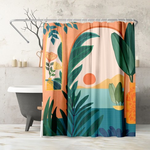 Tropical on sale shower curtains