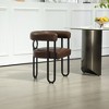 PAGED Contemporary Dining Chairs Chenille Fabric Upholstered Living Room Chairs Barrel Kitchen Chairs with Metal Frame for Dining Room - 4 of 4