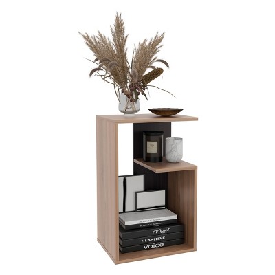 Syemin End Tables High 3-Tier Shelf Side Table Simple Rustic Night Stand, Narrow Nightstand for Small Spaces, Easy Assembly, Brown, 11.8"*15.7"*24.9"