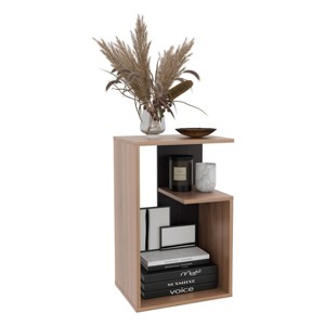 Syemin End Tables High 3-Tier Shelf Side Table Simple Rustic Night Stand, Narrow Nightstand for Small Spaces, Easy Assembly, Brown, 11.8"*15.7"*24.9" - 1 of 4