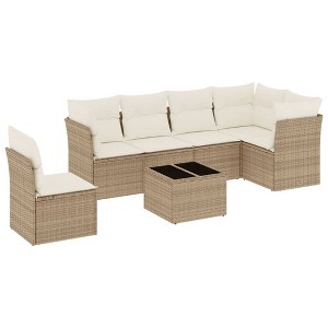 vidaXL Garden Sofa Set Beige - 1 of 4