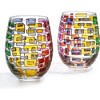 The Wine Savant Hand Painted Renaissance Rectangle Design Drinking Glasses, Beautiful Stained-Glass Pattern, Unique & Stylish Home Decor - 2 pk - 2 of 4