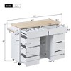 Kitchen Cart With Rubber Wood Countertop, Large Storage Space Flatware Organizer With Spice Rack, Towel Rack, Rolling Kitchen Cart W/5 Wheels - 2 of 4