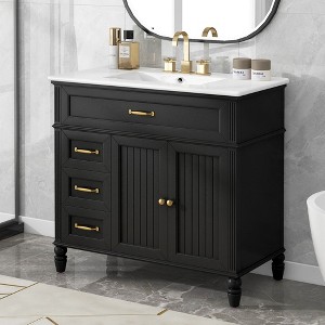Bella Depot 36" Bathroom Vanity with Sink Bathroom Cabinet with Drawers, Solid Frame and MDF Board - 1 of 4