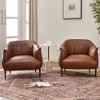 KINWELL 33" Wide Faux Vegan Leather Upholstery Barrel Chair with Metal Legs, Set of 2 - 4 of 4