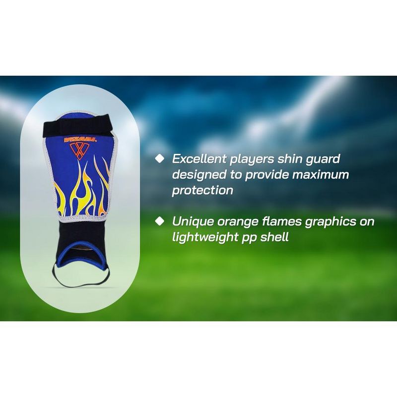 Vizari Blaze Soccer Shinguard - Lightweight PP Shell for Protection, Secure Fit, Breathable Material, Unique Orange Flames Graphics, Ankle Protection for Boys and Girls, 5 of 7