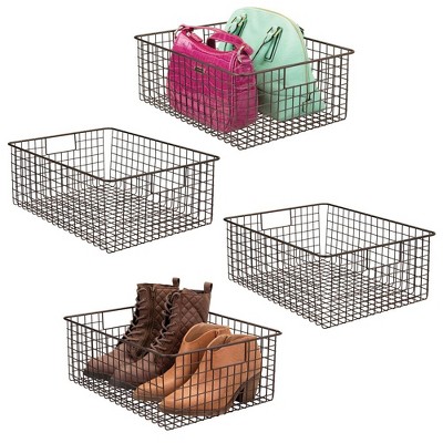 Farmlyn Creek 3 Pack Metal Wire Storage Baskets For Shelves, Pantry,  Closet, Long Narrow Organizer Bin, Black, 16 X 6 X 6 In : Target