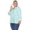 Womens Plus Pleated Long Sleeve Floral Print Blouse - White Mark - 2 of 4