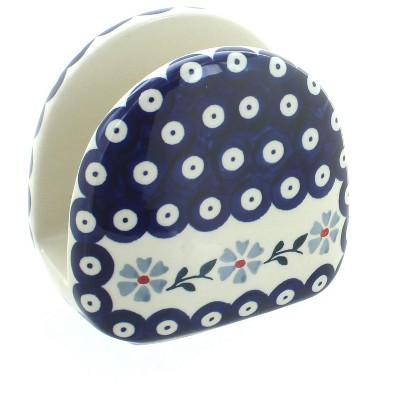 Blue Rose Polish Pottery Blue Violet Napkin Holder