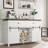 Farmhouse 5-Drawer Dresser with Sliding Barn Doors – Rustic Wood Chest of Drawers & TV Stand - 3 of 4