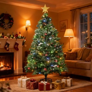 6.5 Ft Pre-Lit Christmas Tree, Artificial Xmas Tree with 1000 Branch Tips, Top Star, 350 Lights - 1 of 4