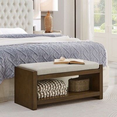 NicBex Modern Bench with Lower Shelf Shoe Rack,Bed End Bench with Removable Cushion for Bedroom,Living Room,Entryway