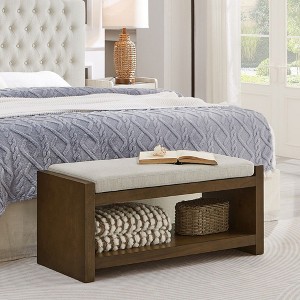 NicBex Modern Bench with Lower Shelf Shoe Rack,Bed End Bench with Removable Cushion for Bedroom,Living Room,Entryway - 1 of 4