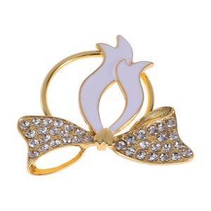 Unique Bargains Napkin Rings Ribbon Bow Alloy Gold Tone White 1 Pc - 1 of 3