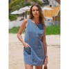 EXLURA Womens Sleeveless Denim Dress Casual Summer Crewneck A Line Overall Mini Dress with Pockets - 3 of 4