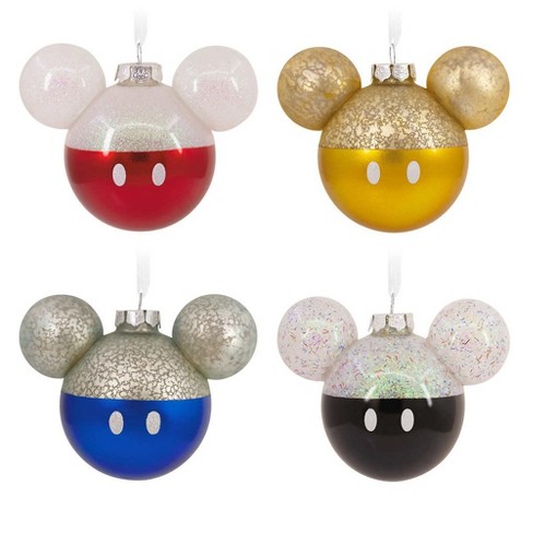 Hallmark Disney Mickey Mouse Icon Glass Ornaments Set Of 4 : Target