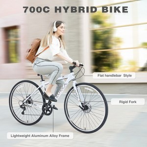 Aukfa  7-Speed Hybrid Bike - Aluminum Frame, Dual Disc Brakes, 700C Wheels - Men/Women's City Bicycle,Multiple Colors - 1 of 4
