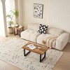 Spassway Vintage Walnut Wood Rectangle Coffee Table for Living Room Small Tea Table for Waiting Room Mid-Century Modern Sofa Table with Metal Legs - 2 of 4