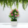 Unique Bargains Artificial Plants 17-Bud Square Pot Plum Blossom Arrangement Plastic 2.95"x2.95"x8.27" 1 Pcs - 2 of 4