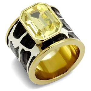 Slickblue Women’s Stainless Steel Ring, Citrine Yellow Synthetic Crystal, Solitaire, Trendy, IP Gold Finish, Size 5-10 - 1 of 4