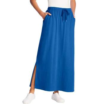 Woman Within Women's Plus Size Petite Sport Knit Side-Slit Skirt