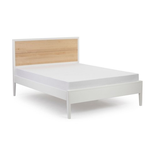 Plank beam Duo Solid Wood Queen Bed Frame With Panel Headboard Modern Platform Bed With Wood Slat Support No Box Spring Needed White birch Target