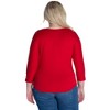 24seven Comfort Apparel Womens Three Quarter Sleeve Boatneck Cold Shoulder Plus Size Top - 3 of 4