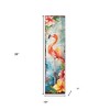 HomeRoots 36" Blue Coral And Pink Solid Wood Tropical Floral Flamingo Porch Sign - 3 of 4