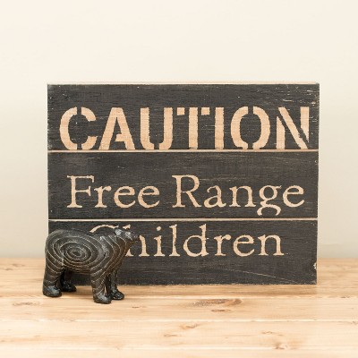 Rustic Black and Beige Distressed Wood Wall Sign, 14 x 10.5 inch