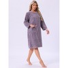INSPIRE CHIC Women's Flannel Sleep One-Piece Dress Fuzzy Round Neck Soft Nightgowns with Pocket - 2 of 4