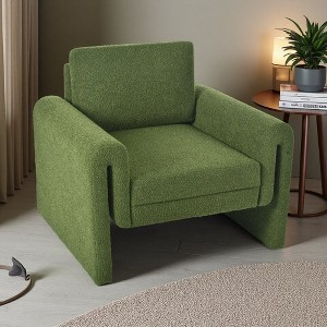 31.25" Boucle Modern Accent Chair with Round Arms and Sturdy Support - 1 of 4