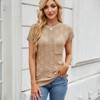Cap Sleeve Chessboard Sweater with Crew Neck Lightweight Soft Knit Tops with Chest Pocket Summer Casual Tops for Women - 3 of 4