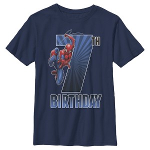 Boy's Marvel Spider-Man Swinging 7th Birthday T-Shirt - 1 of 4