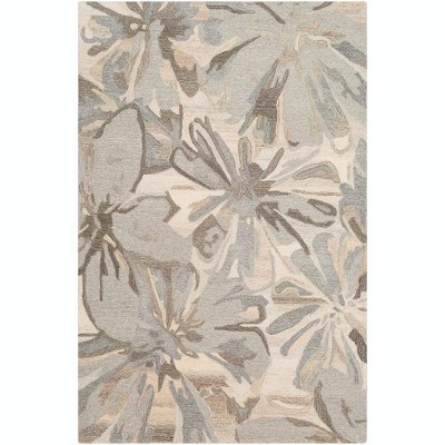 Mark & Day Toulon 6'x9' Rectangle Tufted Indoor Area Rugs Charcoal: Wool, Stain-Resistant, Handmade, Floral Pattern, Medium Pile
