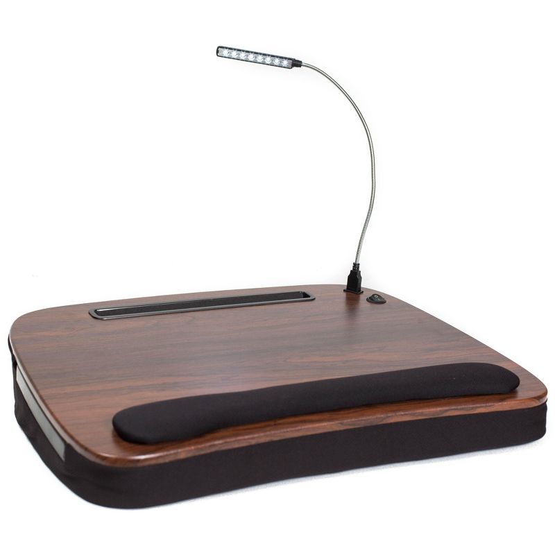 Sofia + Sam Multi Tasking Memory Foam Lap Desk with USB Light ( Brown Wood Top), 3 of 10