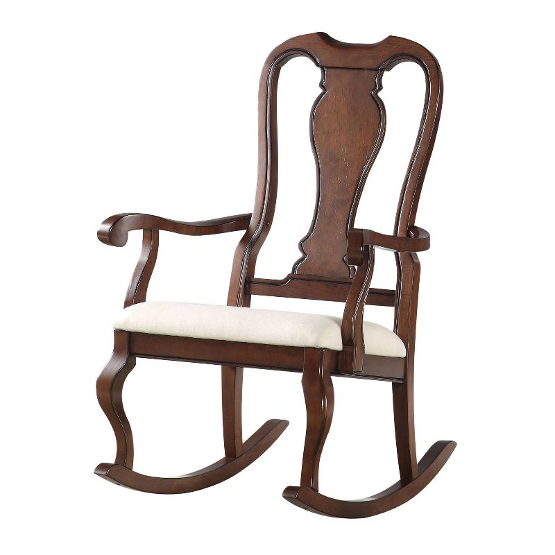 33&#34; Sheim Rocking Chair Beige Fabric/Cherry - Acme Furniture, 3 of 9