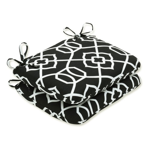 Outdoor/Indoor Sophia Black Wrought Iron Seat Cushion Set of 2 - Pillow  Perfect