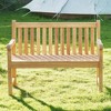 Decksplore Solid Teak Garden Bench Curved Backrest Arch Armrest All Weather 2 Seater for Patio Park Yard - 2 of 4