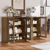 36 in. Tall Wood Grain Storage Cabinet in White, Storage Organizer with 2 Glass Doors for Bedroom Living/Dinning Room - 3 of 4