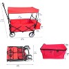 Acekool Folding Wagon Cart with Detachable Canopy, 150lb Capacity, 360° Rotating Wheels, Portable Outdoor Cart for Beach, Garden, Camping, Red - 2 of 4