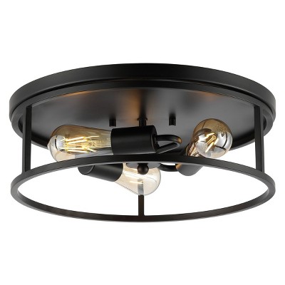 Broux 18" Black LED Industrial Flush Mount