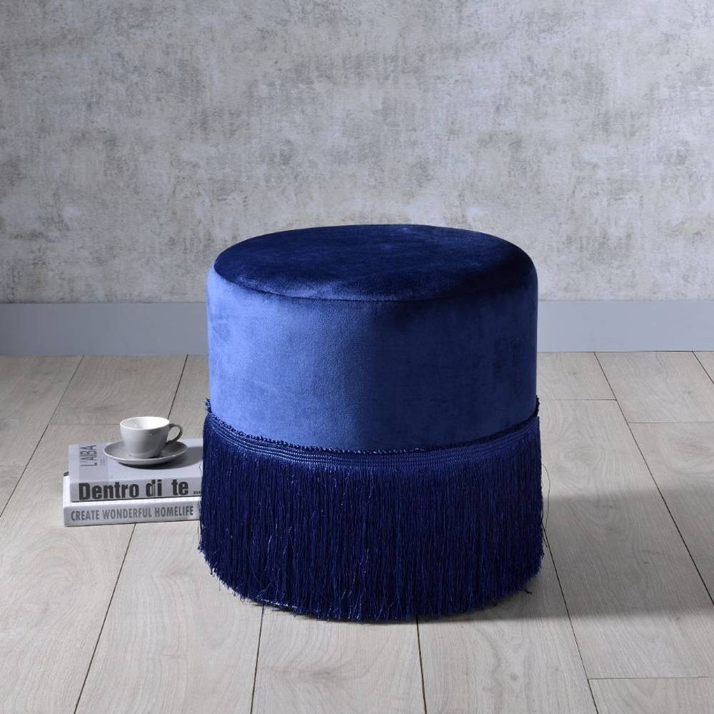 Photos - Pouffe / Bench 17" Clivia Velvet Ottoman Midnight Blue - Acme Furniture