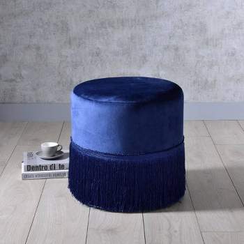 17" Clivia Velvet Ottoman Midnight Blue - Acme Furniture
