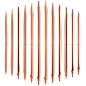 Juvale 12 Pack Ballpoint Rose Gold Pens for Women and Men, Business Students, Teachers, Office Supplies, New Employee Welcome Gifts, Guestbook, 6.4" - 1 of 4