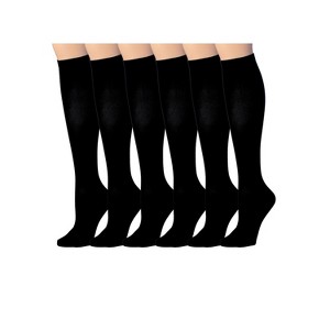 Tipi Toe 3 Pairs Compression Socks for Men & Women Solid Plain Black Knee High Socks (12-14 mmHg) - 1 of 4